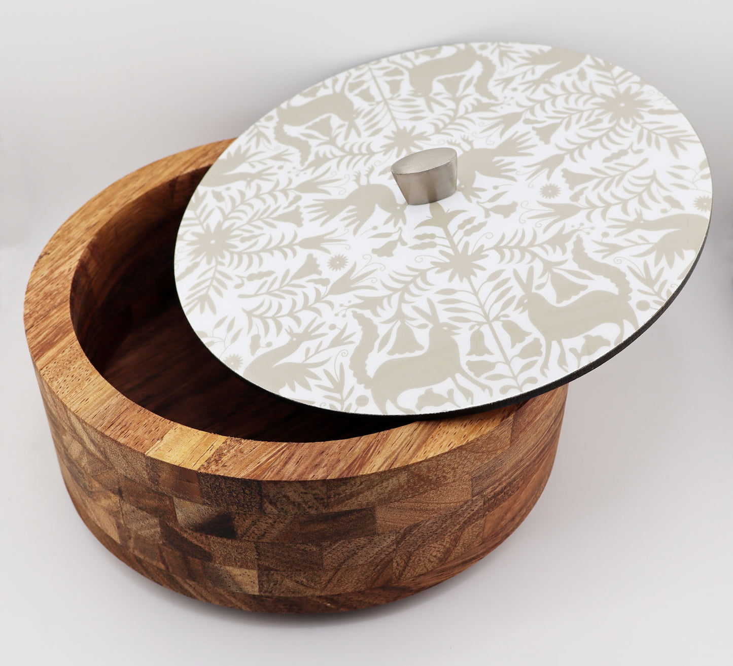 Tortillla Warmer Handmade Parota Wood, Beige Tenangos Contemporary design.