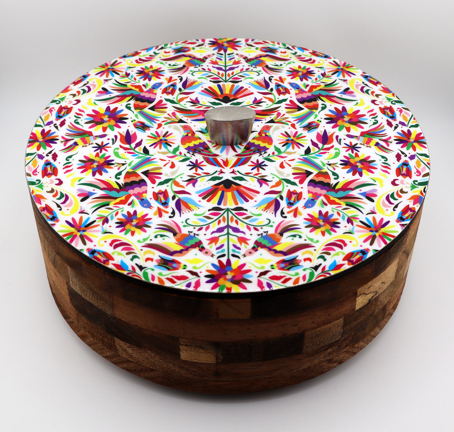 Tortillla Warmer Handmade Parota Wood, Tenangos Contemporary design.