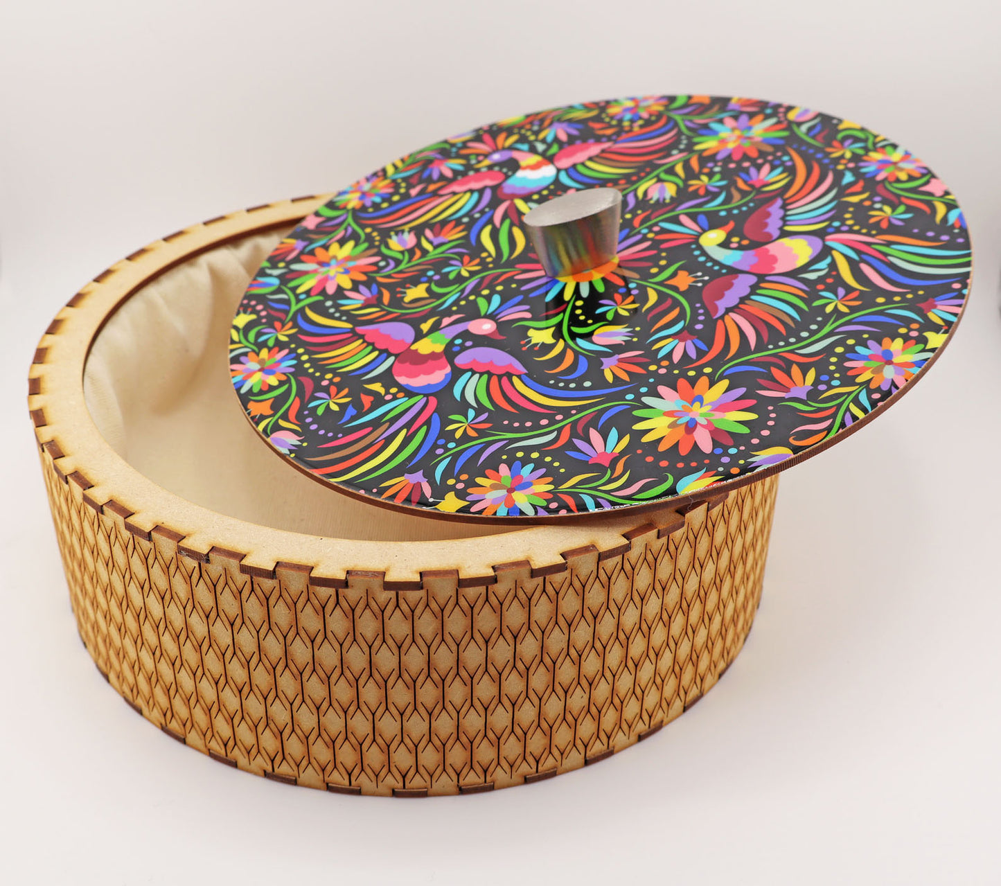 Tortillla Warmer, Tenangos colorful Contemporary design, Handmade Wood.
