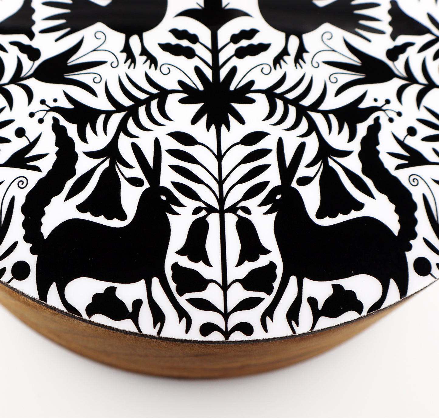 Tortillla Warmer Handmade Parota Wood, Black Otomi Contemporary design.