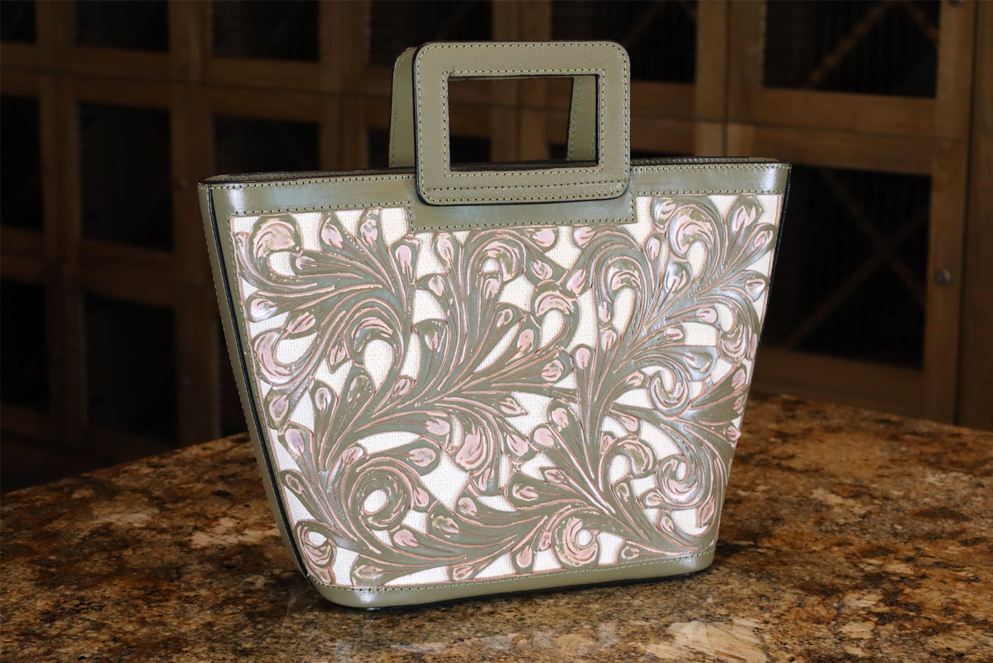 Tooled Leather Vintage Olive Bag – Timeless Craftsmanship, Modern Elegance Bag