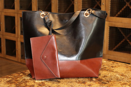 Black and brown leather bag, Leather Shoulder bag, Original Leather