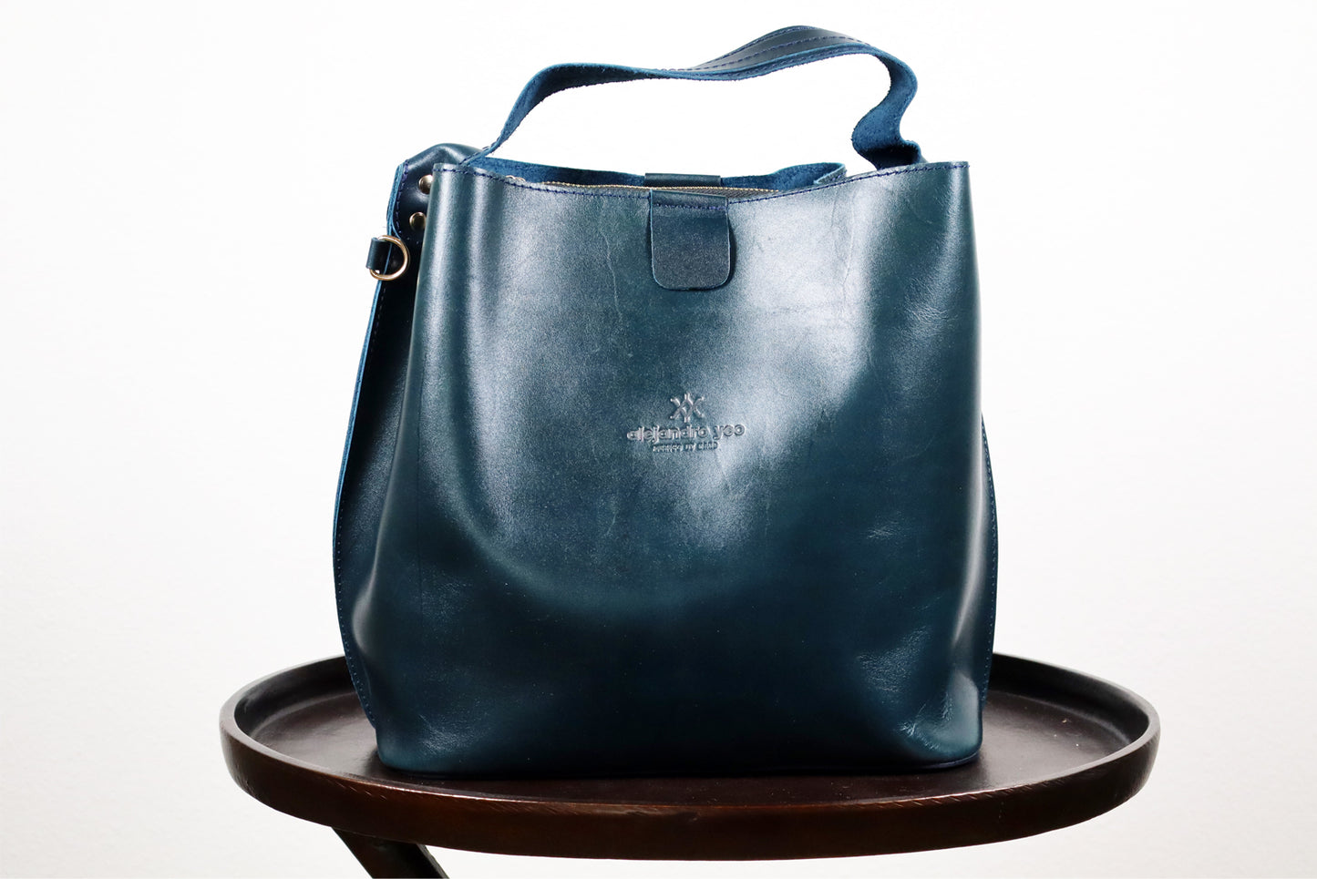 Crossbody Dark Ocean Blue Purse, Handmade Leather
