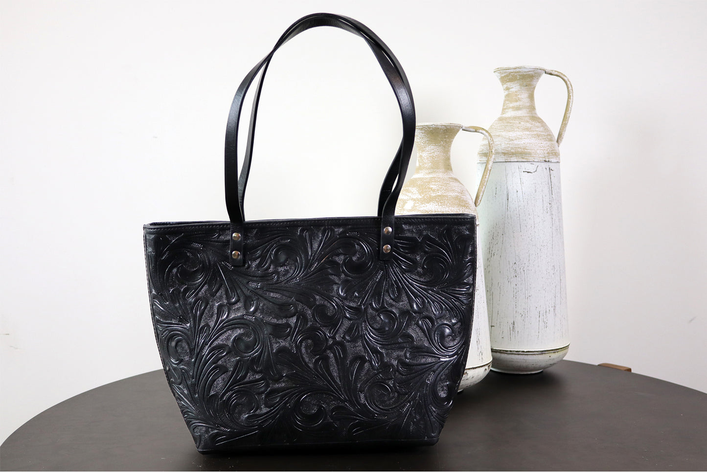 Tooled Leather Black Bag – Timeless Craftsmanship, Modern Elegance