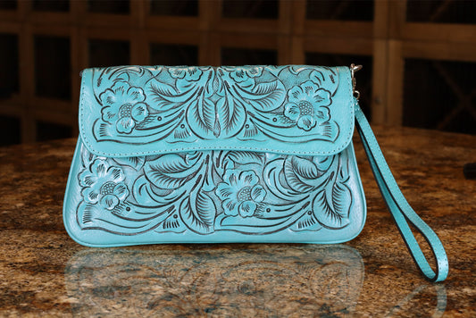 Crossbody Turquoise Bags, Genuine Tooled Leather bags