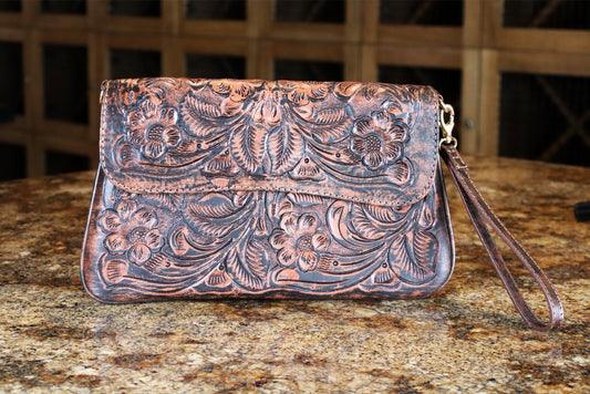 Crossbody French beige style Bags, Handmade tooled leather purse