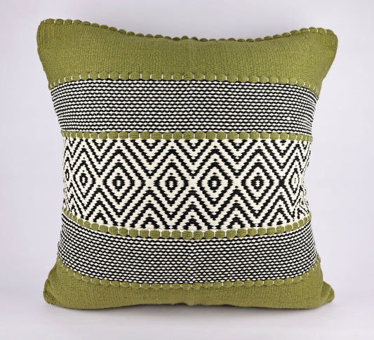 Pillow Natural Organic Color Olive Green, Black, Beige.