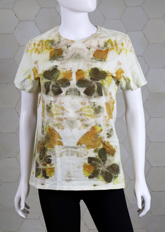 Ecoprint T-Shirt Natural Cotton Large Handmade dyed Lady