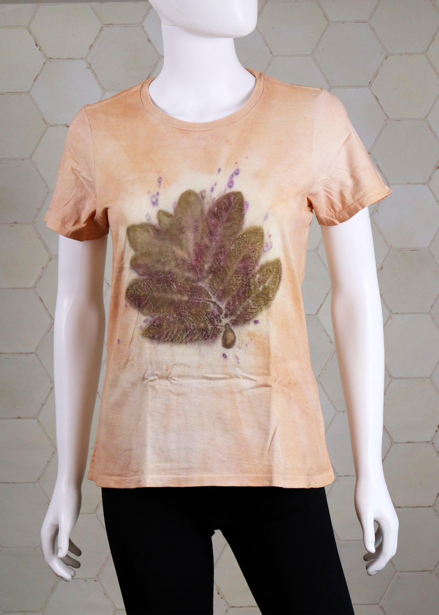 T-Shirt  Botanic Cotton Handmade dyed Lady Clothing Ecoprint