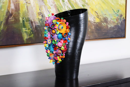 Artistic Black Paper Vase - Modern Home Décor Accent with Unique Style