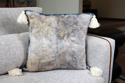 Ecoprint Handmade Cotton Throw Pillow, botanical print