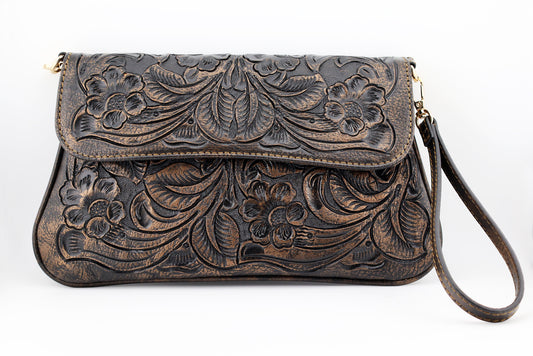 Crossbody Old Bronze Bags, Genuine Tooled Leather bags