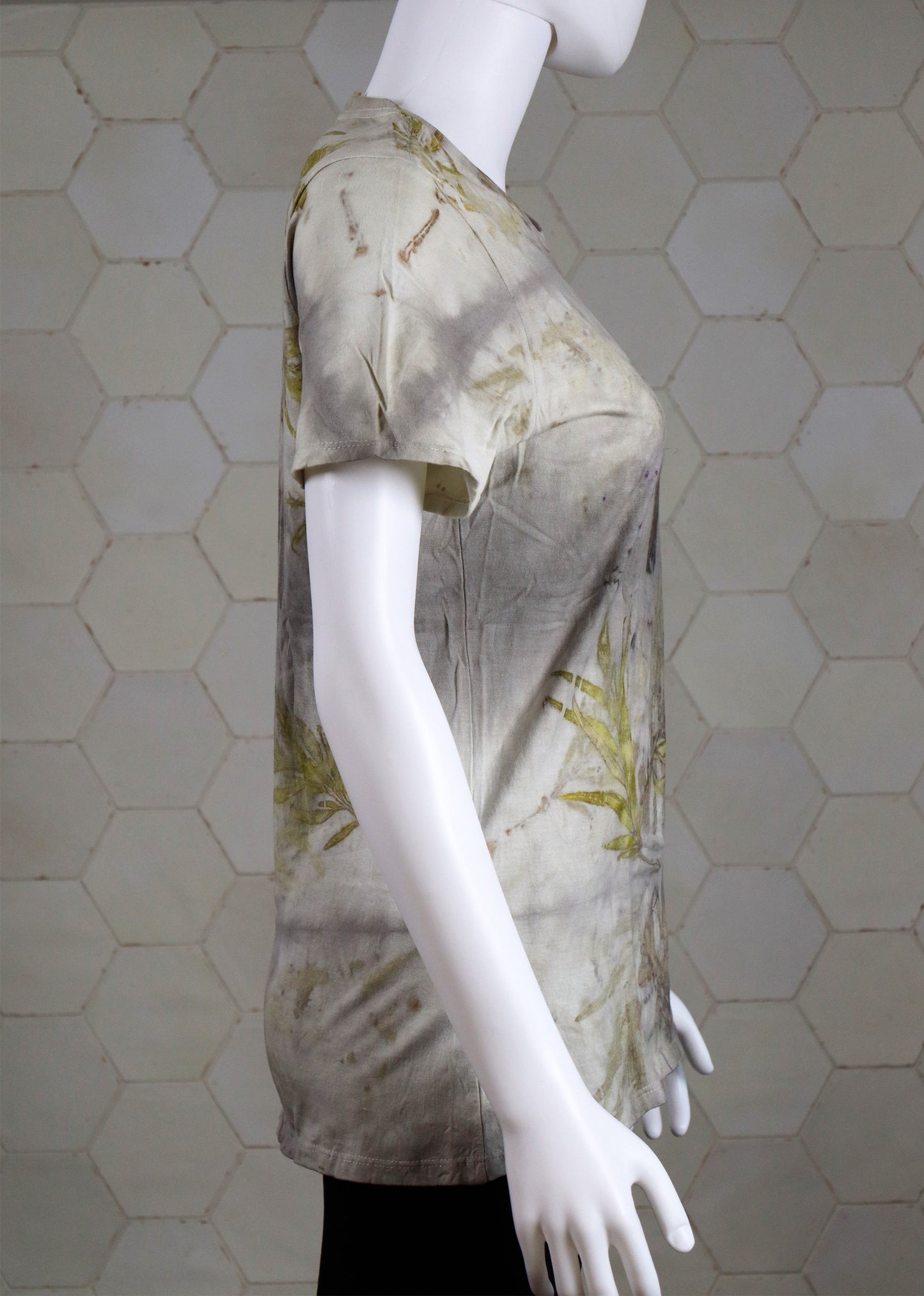 Ecoprint Large T-Shirt Handmade dyed Lady Clothing  Natural Cotton