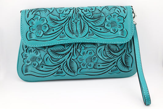 Crossbody Turquoise Bags, Genuine Tooled Leather bags