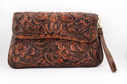 Crossbody French beige style Bags, Handmade tooled leather purse