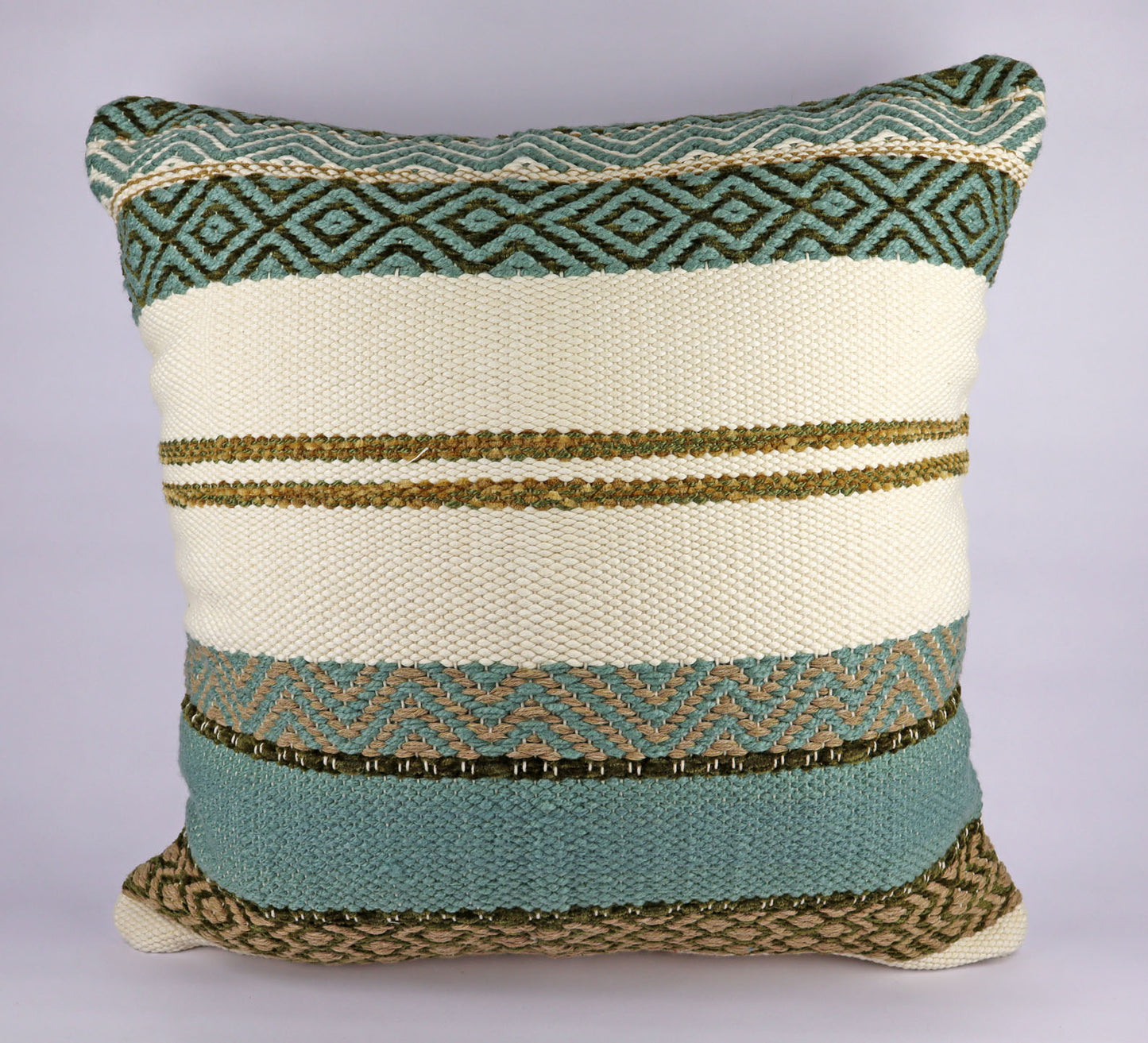 Pillow Natural Organic Color Olive Green, Brown, Beige.