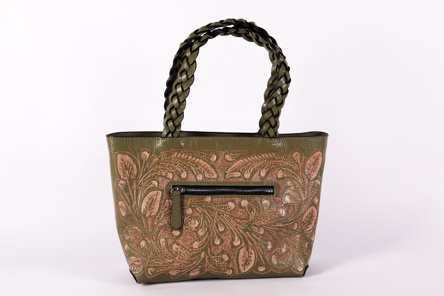 Leather Crossbody bag, Lady Olive Bag, Genuine Tooled Leather bags, purse for Women.