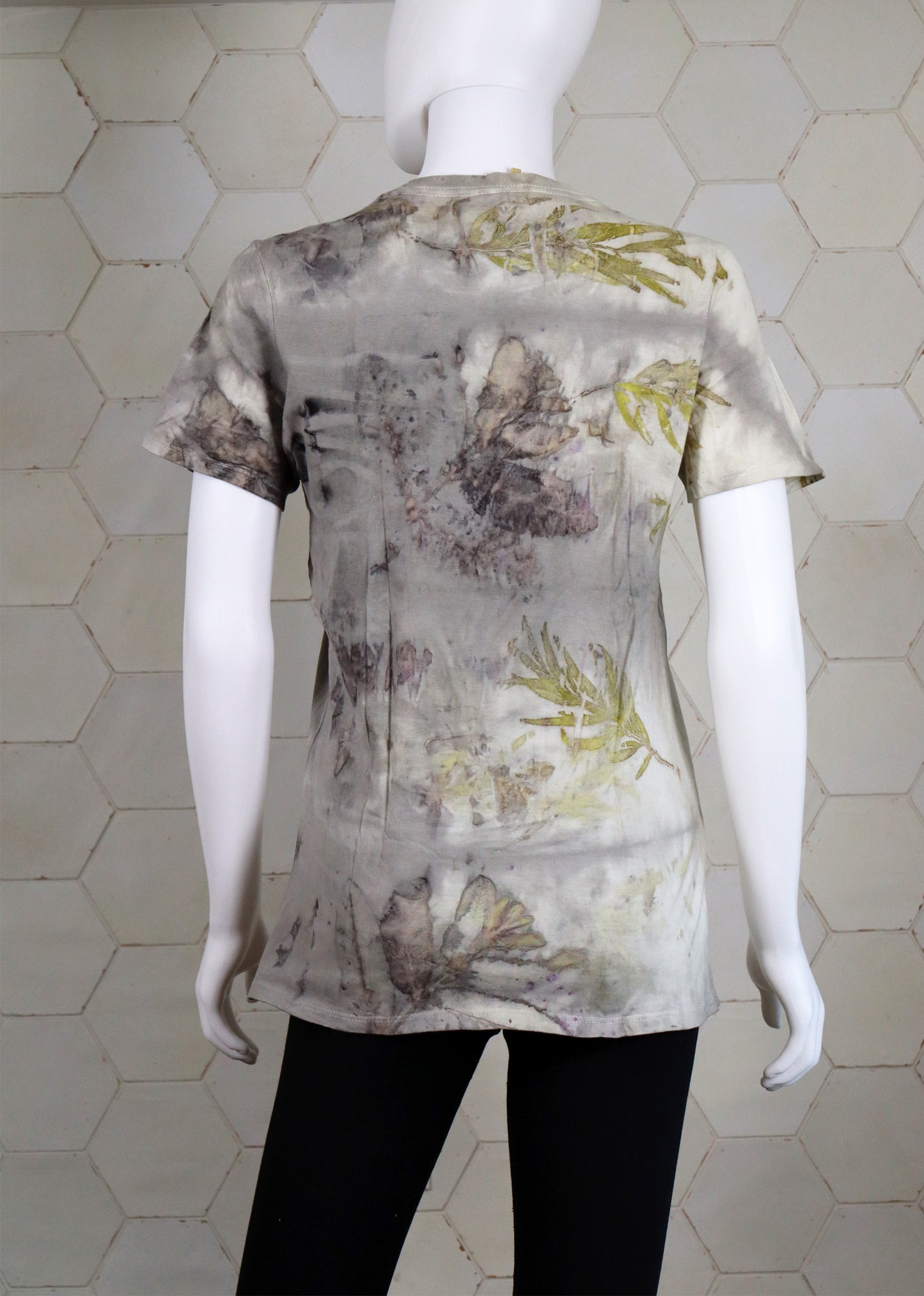 Ecoprint Large T-Shirt Handmade dyed Lady Clothing  Natural Cotton