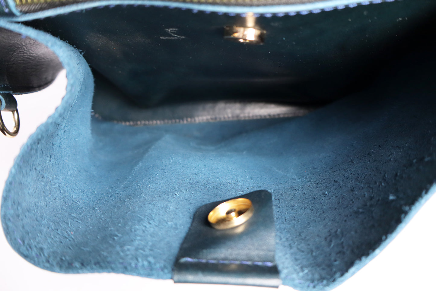 Crossbody Dark Ocean Blue Purse, Handmade Leather