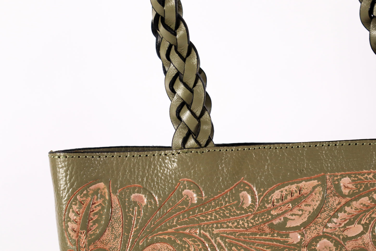 Leather Crossbody bag, Lady Olive Bag, Genuine Tooled Leather bags, purse for Women.