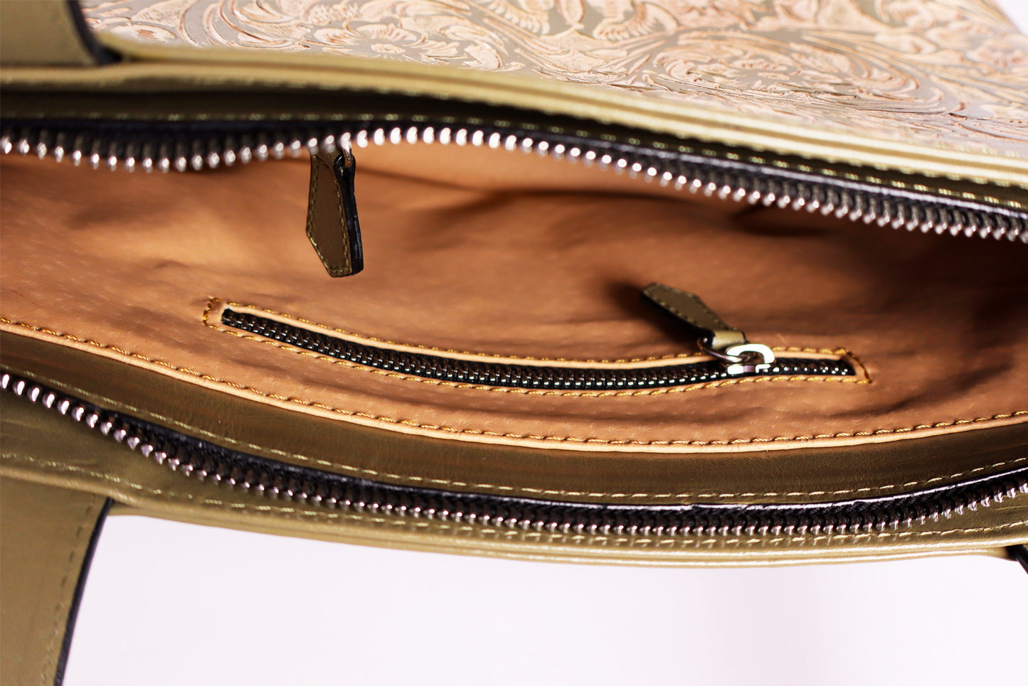 Tooled Leather Vintage Olive Bag – Timeless Craftsmanship, Modern Elegance