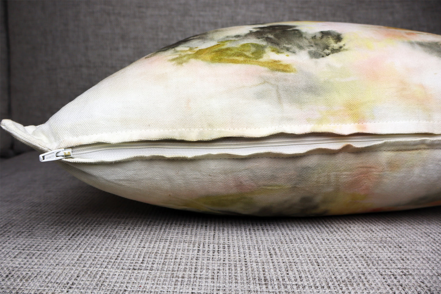 Pillow Organic Flowers Print, Nature Organic Cotton, Handmade dyed