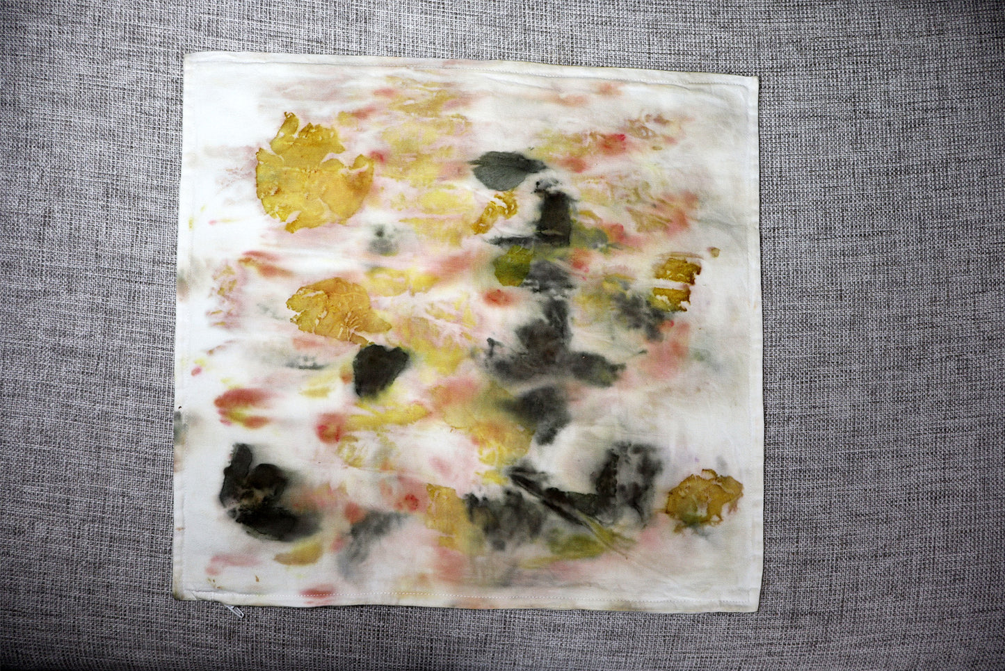 Pillow Organic Flowers Print, Nature Organic Cotton, Handmade dyed