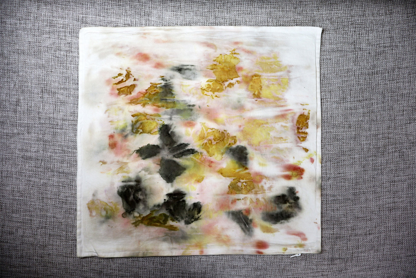 Pillow Organic Flowers Print, Nature Organic Cotton, Handmade dyed