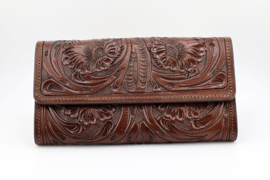 Leather Wallet for Women, Tooled Leather Wallet