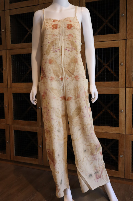 Elegant Natural Jumpsuit Print Leaves and Flowers