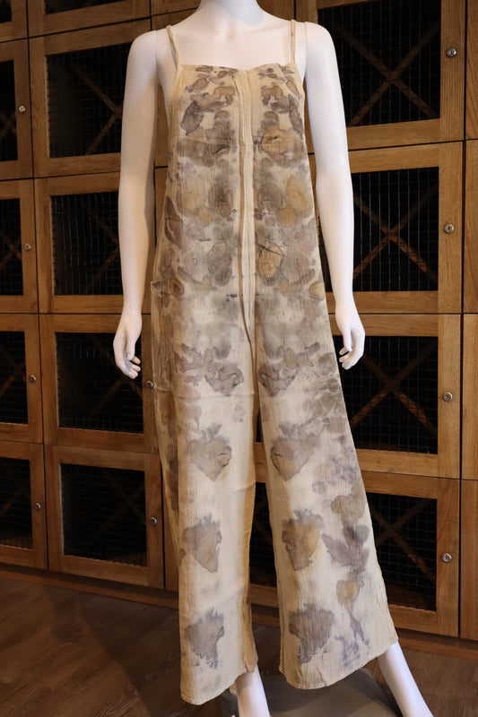 Elegant Natural Jumpsuit Print Leaves and Flowers