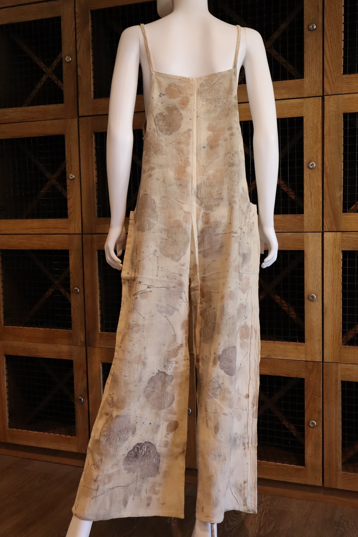 Elegant Natural Jumpsuit Print Leaves and Flowers
