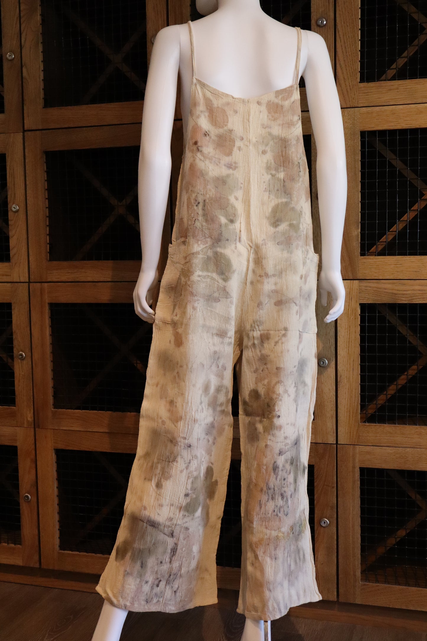 Elegant Natural Jumpsuit Print Leaves and Flowers