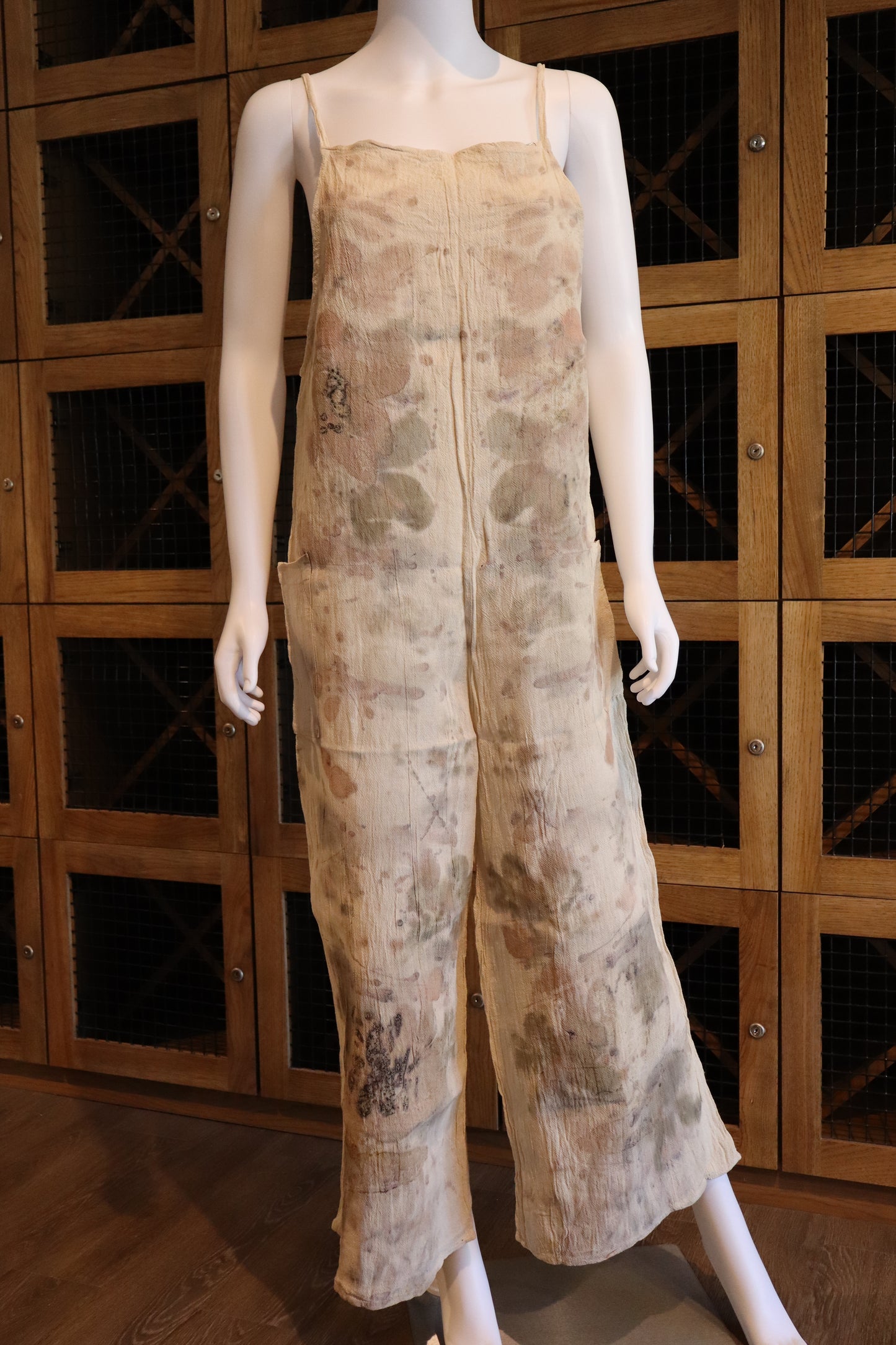 Elegant Natural Jumpsuit Print Leaves and Flowers