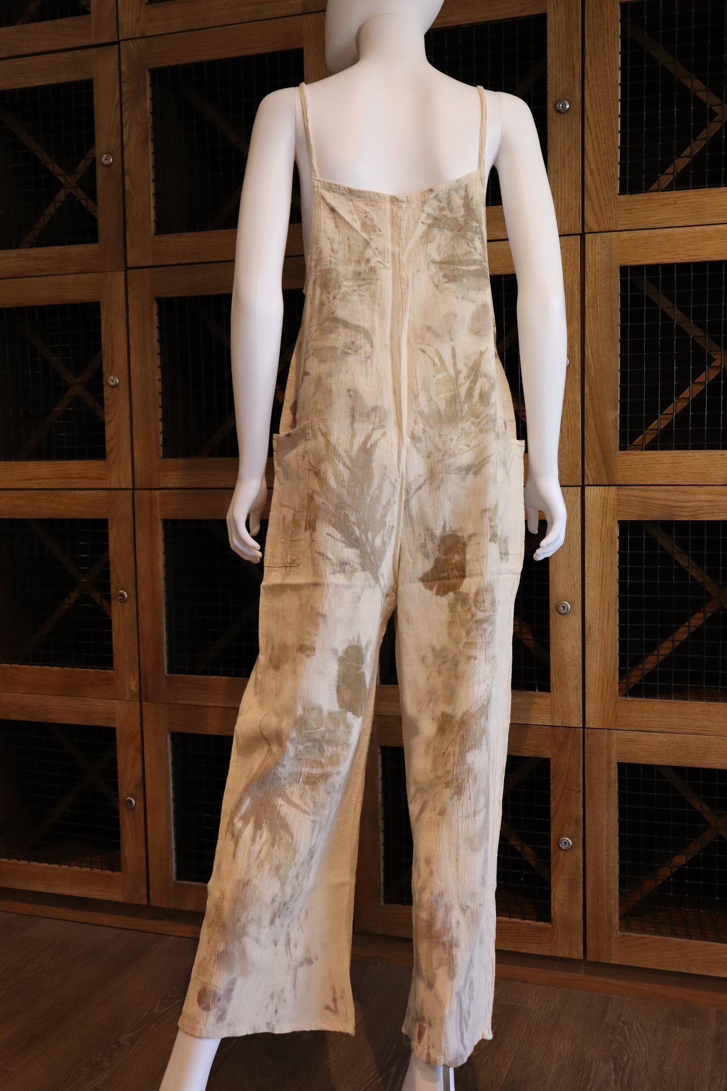 Elegant Natural Jumpsuit Print Leaves and Flowers