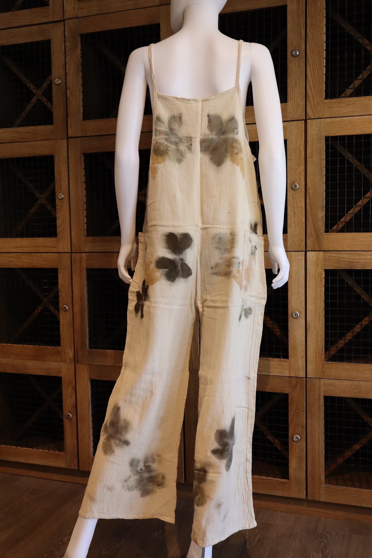 Elegant Natural Jumpsuit Print Leaves and Flowers