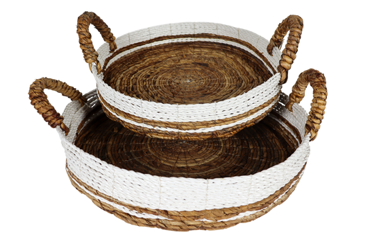 Set of 2 trays natural and white