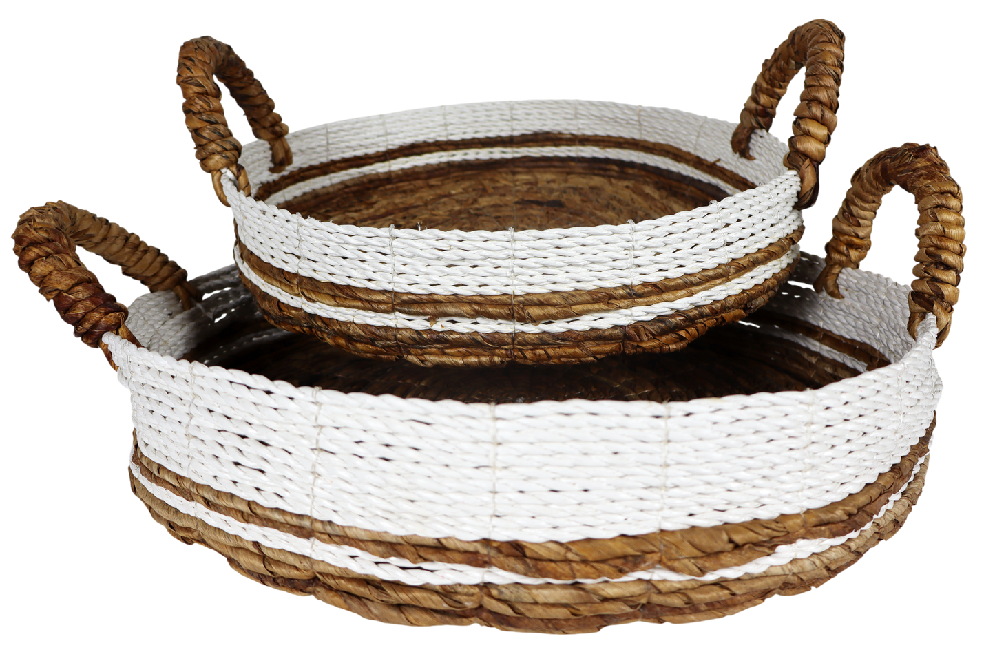 Set of 2 trays natural and white