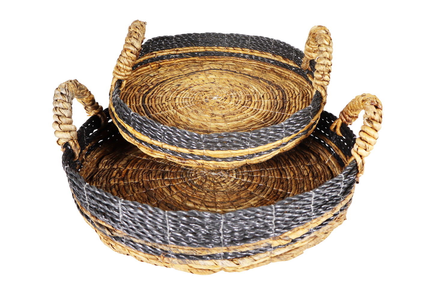 Set of 2 trays natural and black