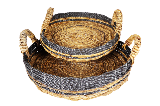 Set of 2 trays natural and black