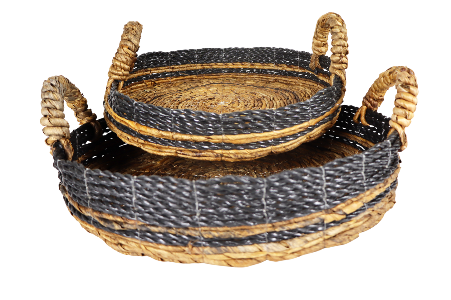 Set of 2 trays natural and black