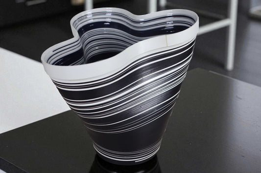 Contemporary Potted Plant Holder design, Handmade Paper. Contemporary Mexican Arts White and Black