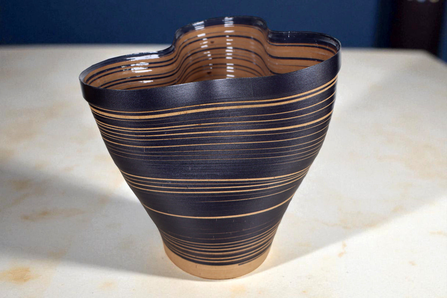 Contemporary Potted Plant Holder design, Handmade Paper. Contemporary Mexican Arts Black and Brown