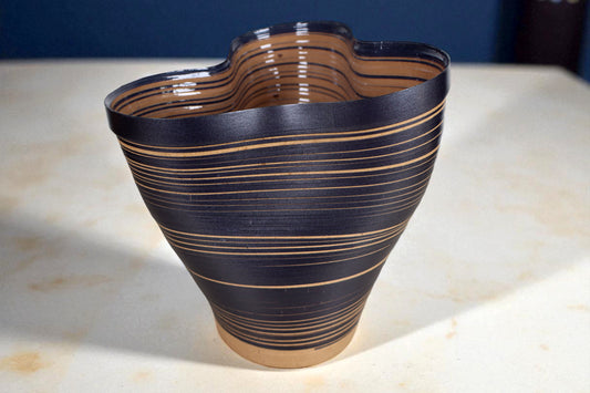 Contemporary Potted Plant Holder design, Handmade Paper. Contemporary Mexican Arts Black and Brown