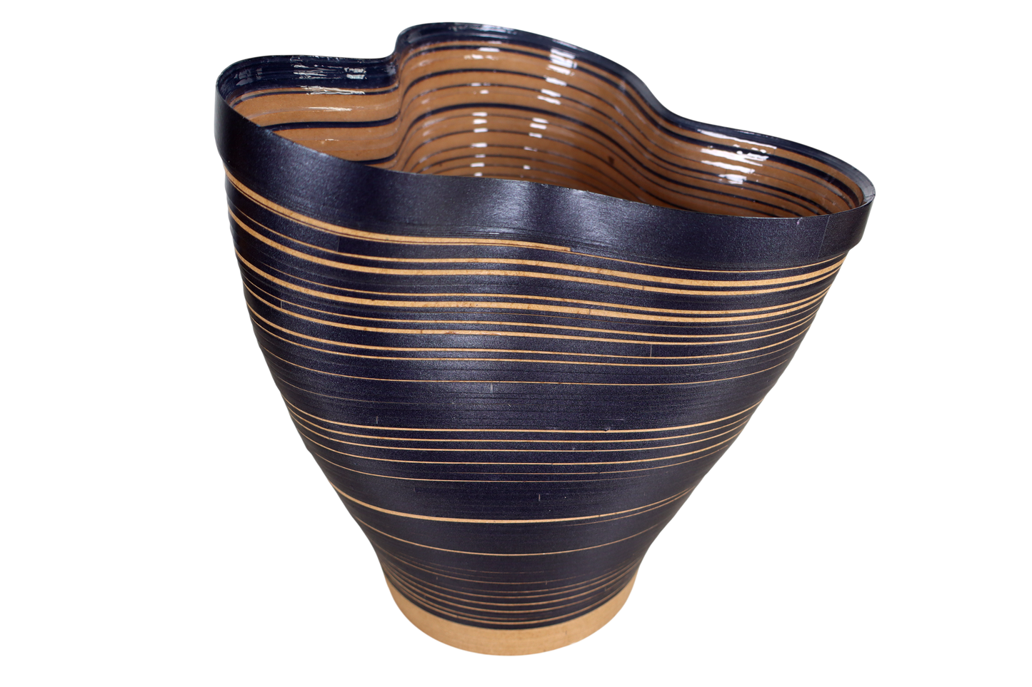 Contemporary Potted Plant Holder design, Handmade Paper. Contemporary Mexican Arts Black and Brown