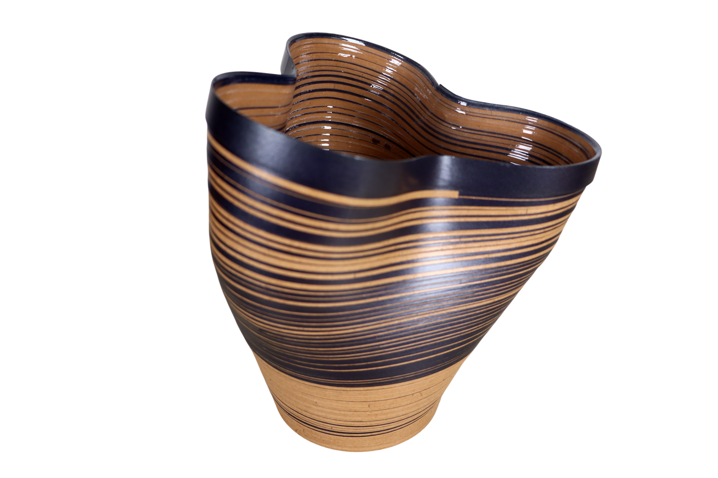 Potted Plant Holder design, Handmade Paper, Contemporary Mexican Arts Black and Brown