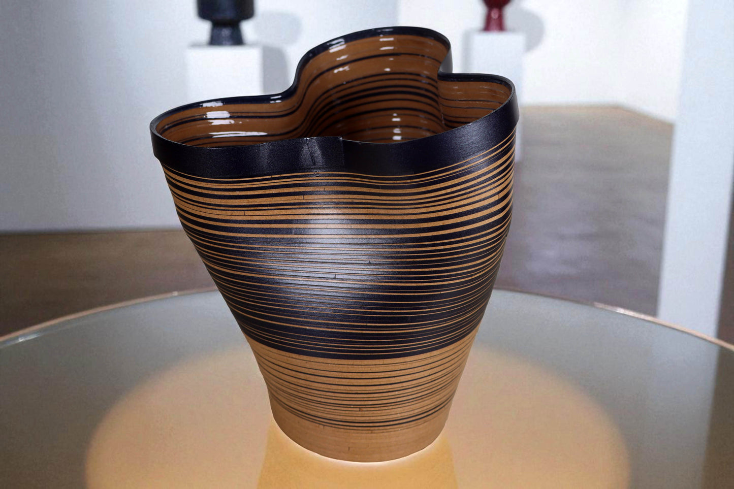 Potted Plant Holder design, Handmade Paper, Contemporary Mexican Arts Black and Brown