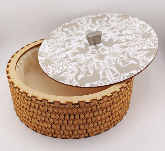 Tortillla Warmer, Beige Tenangos Contemporary design, Handmade Wood.