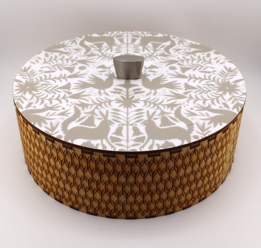 Tortillla Warmer, Beige Tenangos Contemporary design, Handmade Wood.