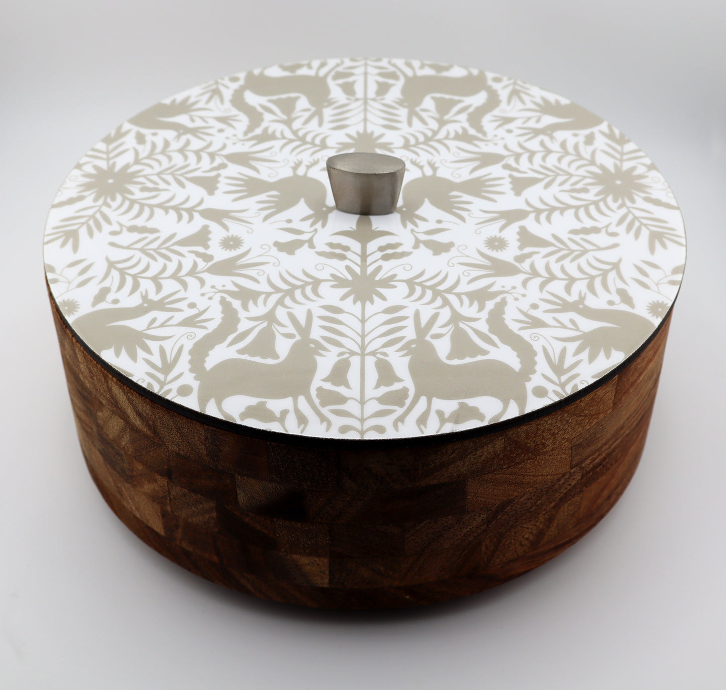 Tortillla Warmer Handmade Parota Wood, Beige Tenangos Contemporary design.